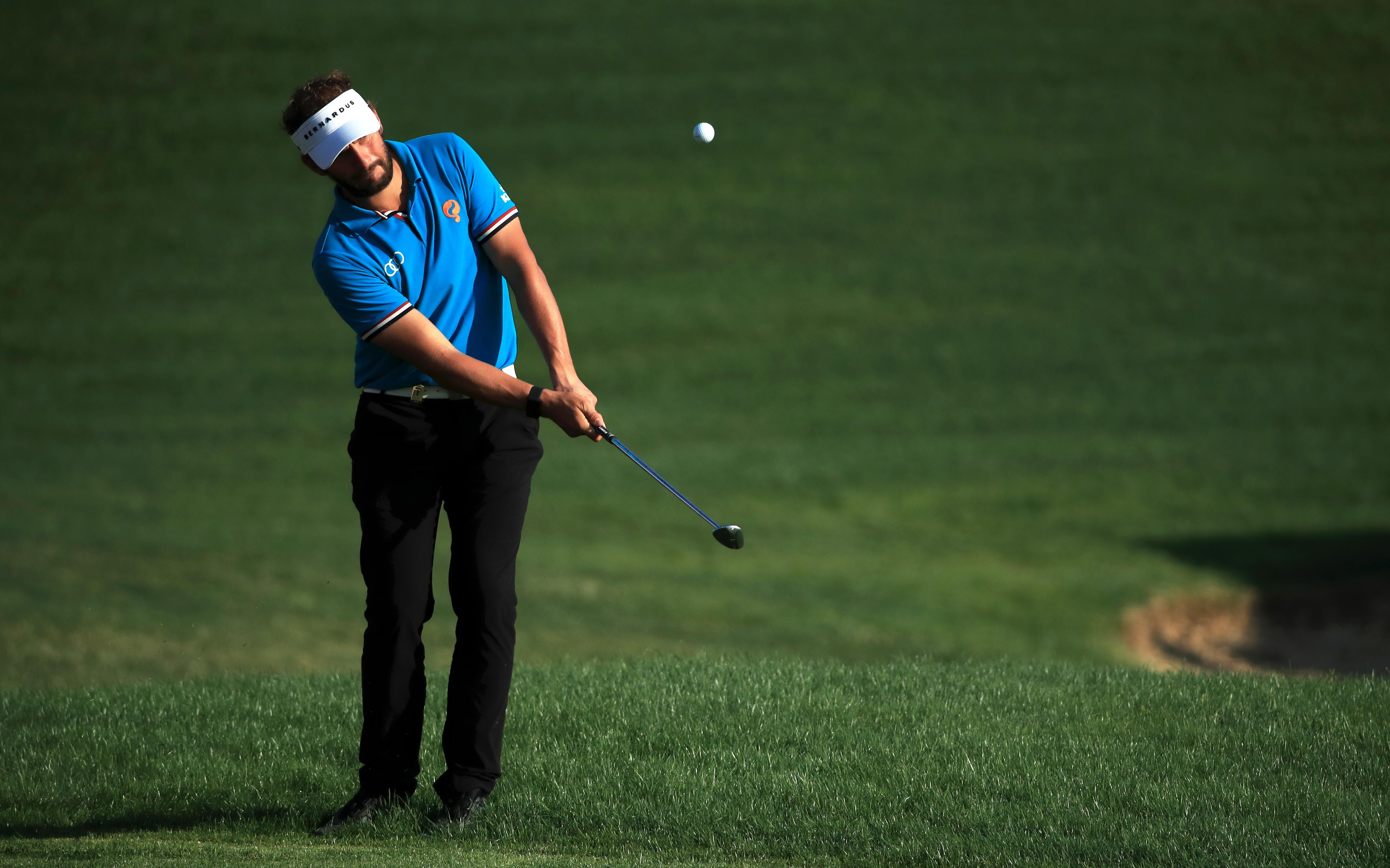 De Nederlandse topgolfer Joost Luiten voorafgaand aan het Abu Dhabi HSBC Championship