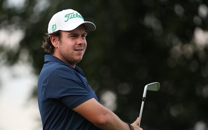 De Nederlandse topgolfer Lars van Meijel tijdens het South African Open