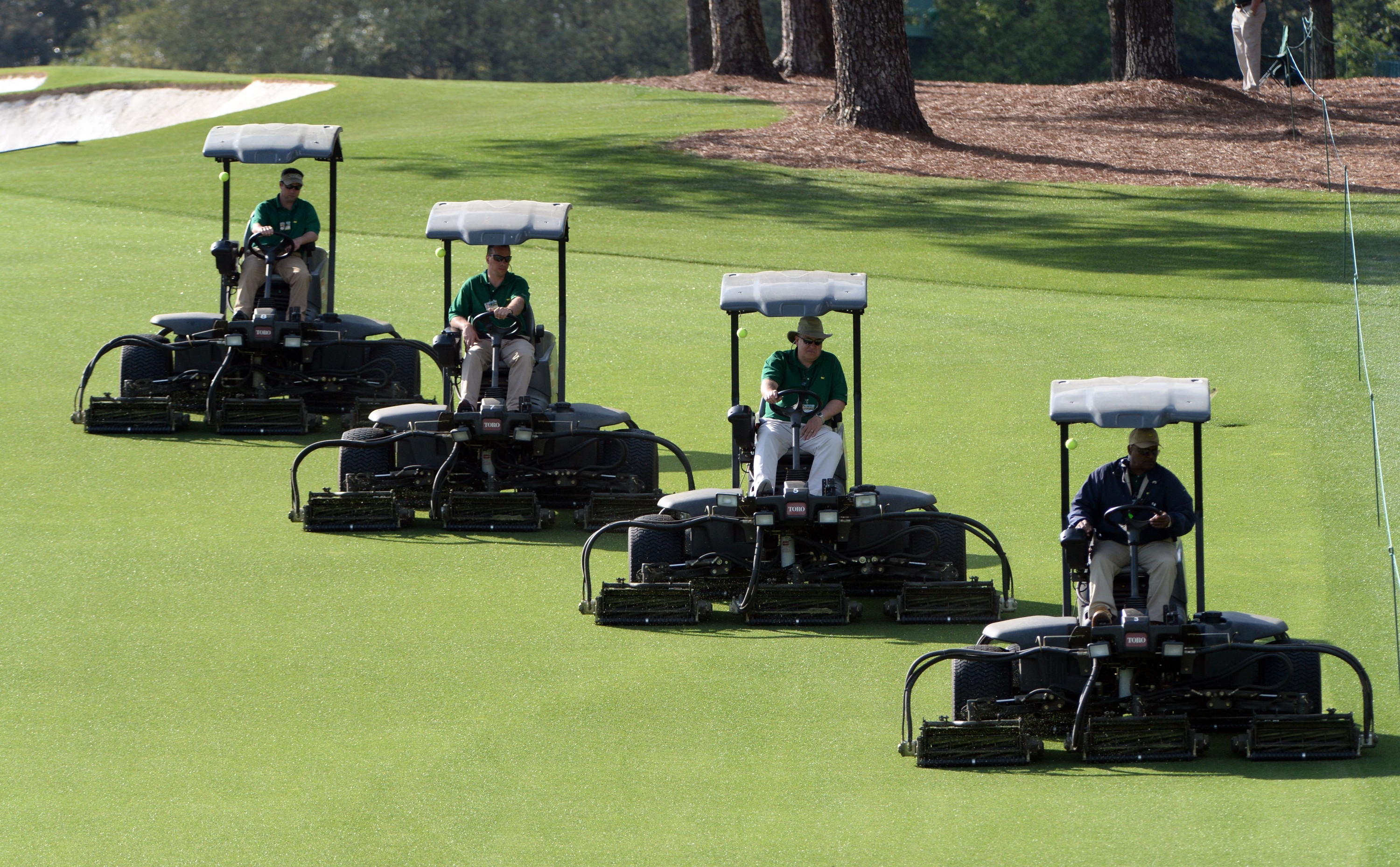 maaien van fairways op Augusta National